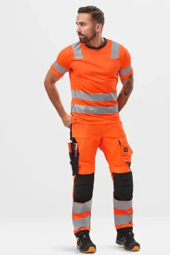 Arbeidsbukse high-vis oransje/sort str 50