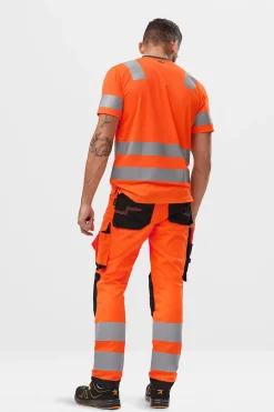 Arbeidsbukse high-vis oransje/sort str 50