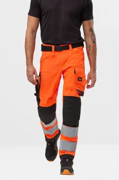 Arbeidsbukse high-vis oransje/sort str 50