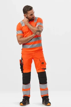 Arbeidsbukse high-vis oransje/sort str 50
