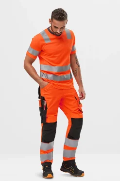 Arbeidsbukse high-vis oransje/sort str 50