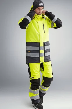 Arbeidsparkas high-vis gul/mørk grå str XS