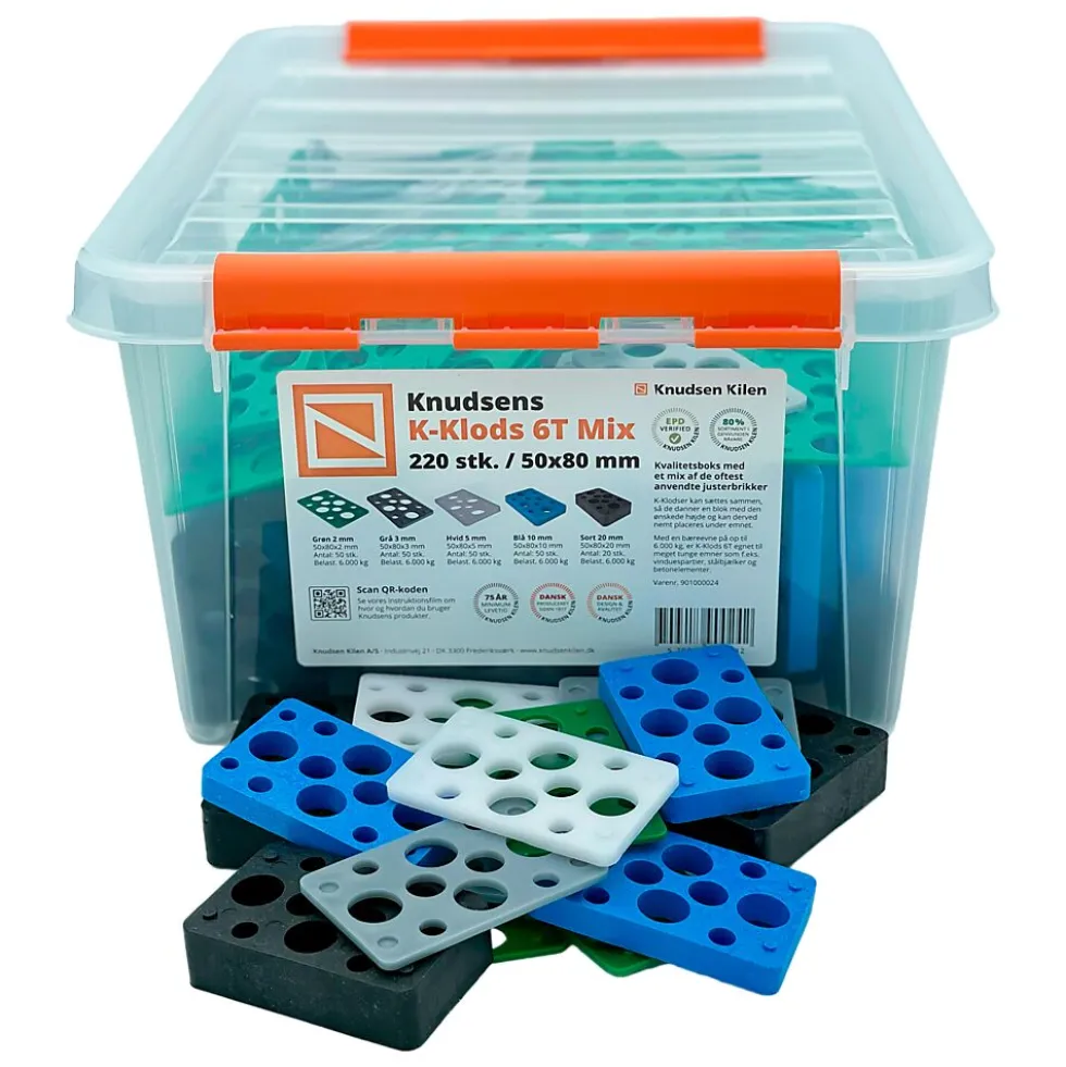 Avstandsklosser k-kloss mix box plastboks á 220 stk