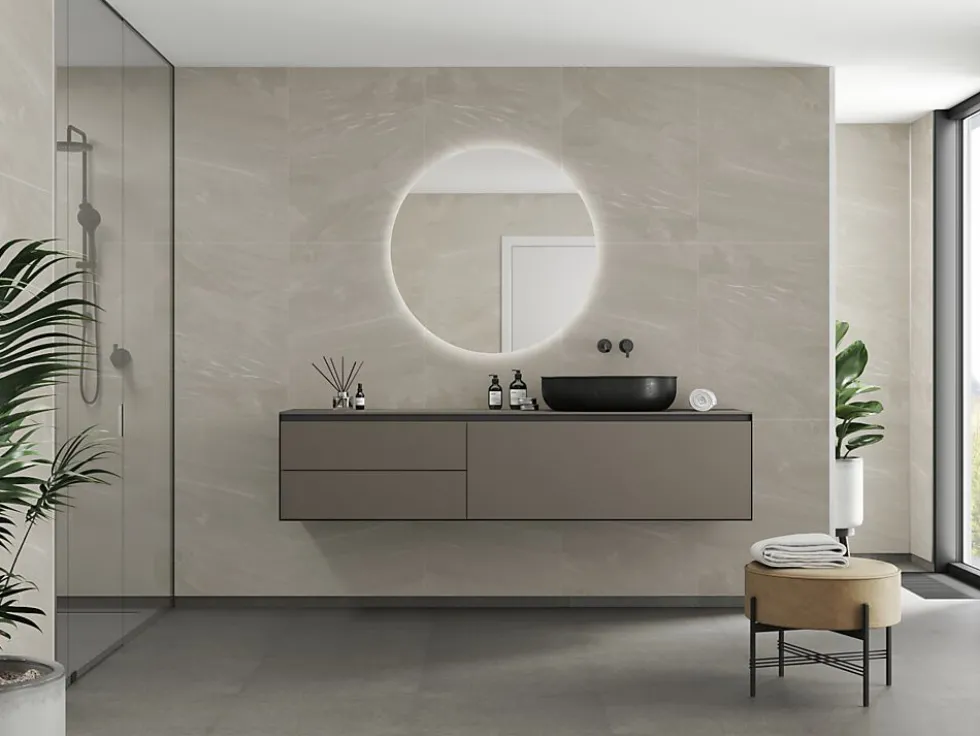 Baderomsplate beige Stone flis 60x80 cm 10x620x2400 mm