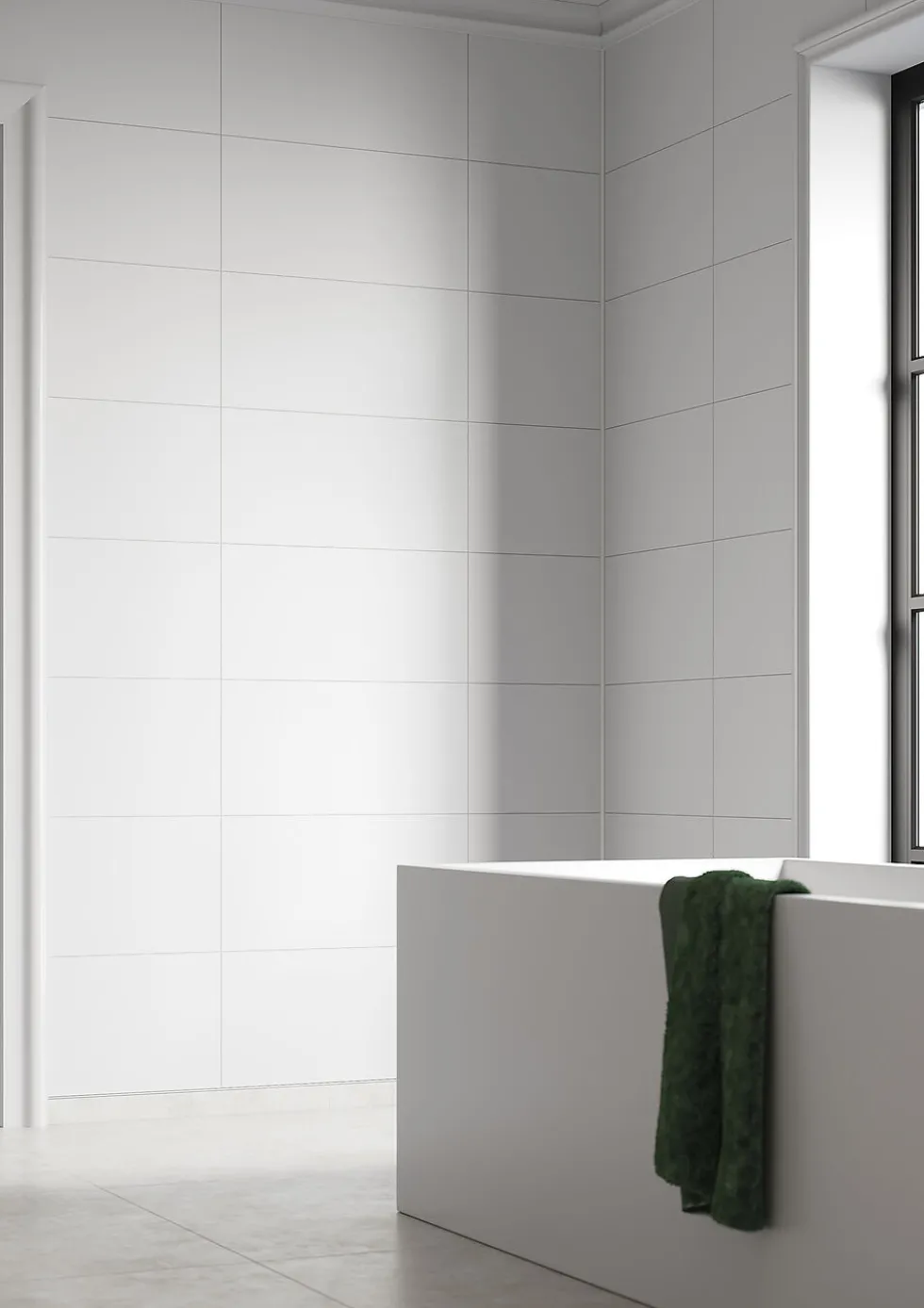 Baderomsplate flis 60x30 cm white 10x620x2400 mm