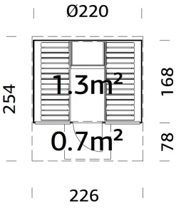 Badstuetønne Anita 1,3+0,7 m2