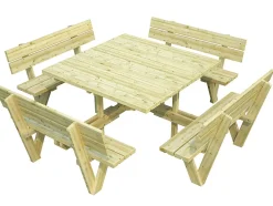Benksett Arthur m/rygg imp. Bordplate 129x129 cm