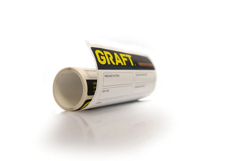 Brannetiketter graft rull a 30 stk