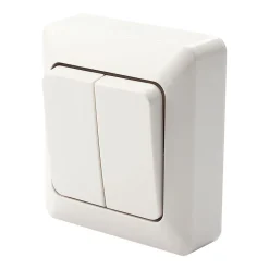 Bryter dobbel 16A 84x74 mm hvit