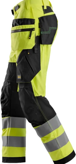 Bukse 6932 gul/sort 108 snicers highvis kl 2 hylsterlommer