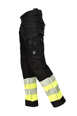 Bukse HI-VIZ Kl.1 Str 48 sort/gul
