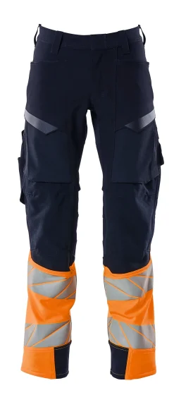 Bukse marine/ora 82c52 19179 hi-vis med knelommer stretch