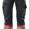 Bukse marine/rød 82c52 19679 hi-vis med knelommer stretchpanel