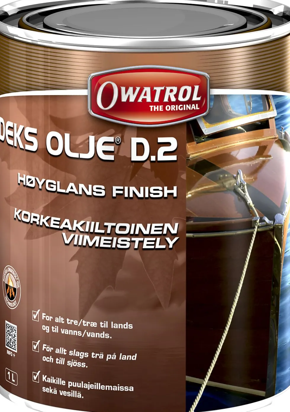 Deksolje D2 finish-olje høyglans 1 liter