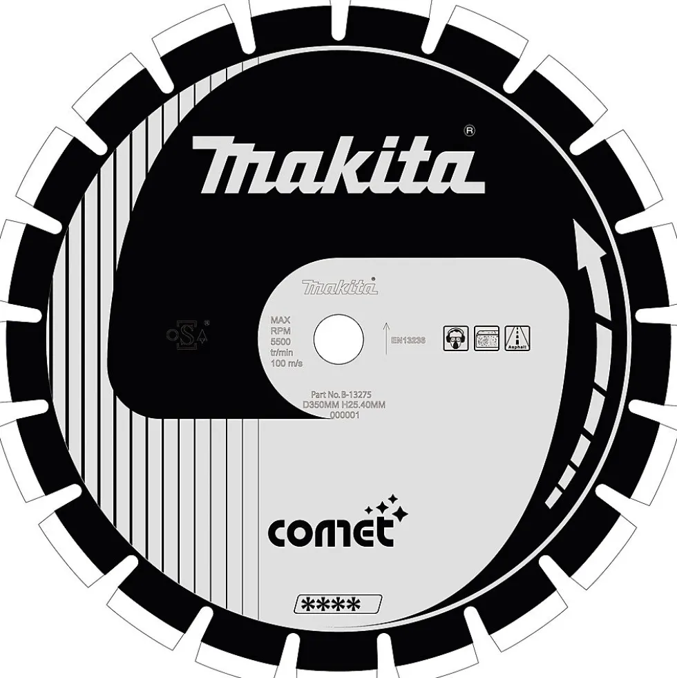 Diamantkappeskive 350x25,4mm asfalt 10mm segment comet