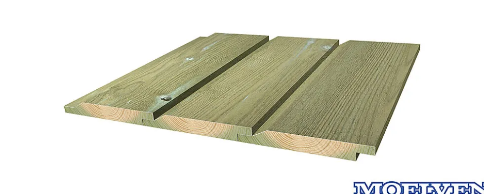 Dobbelfals furu CU-impregnert 19 x 148 mm 28° KL1
