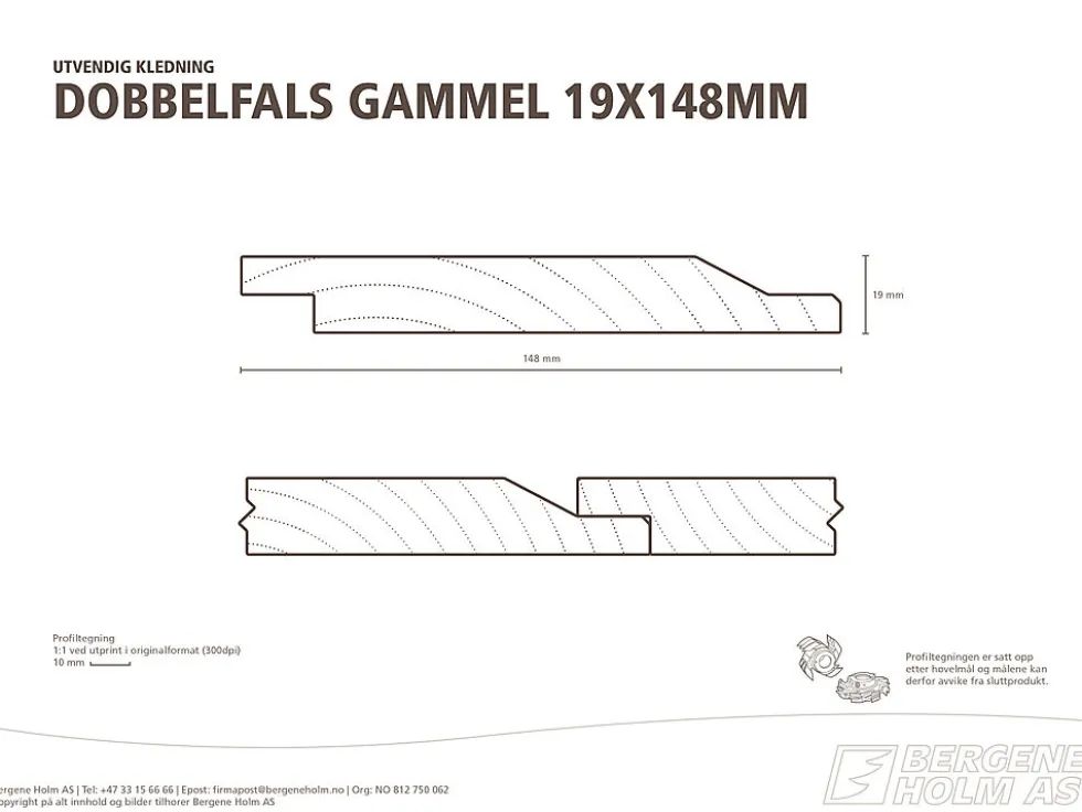 Dobbelfals furu CU-impregnert 19 x 148 mm 28° KL1