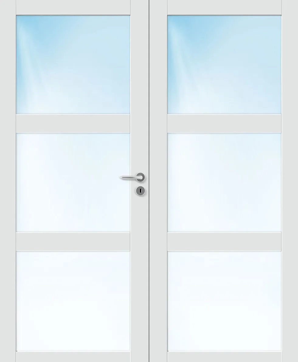 Dobbel innerdør Base 3 med glass hvit 153x210 cm