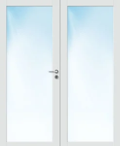 Dobbel innerdør Base 1 med glass hvit 153x210 cm