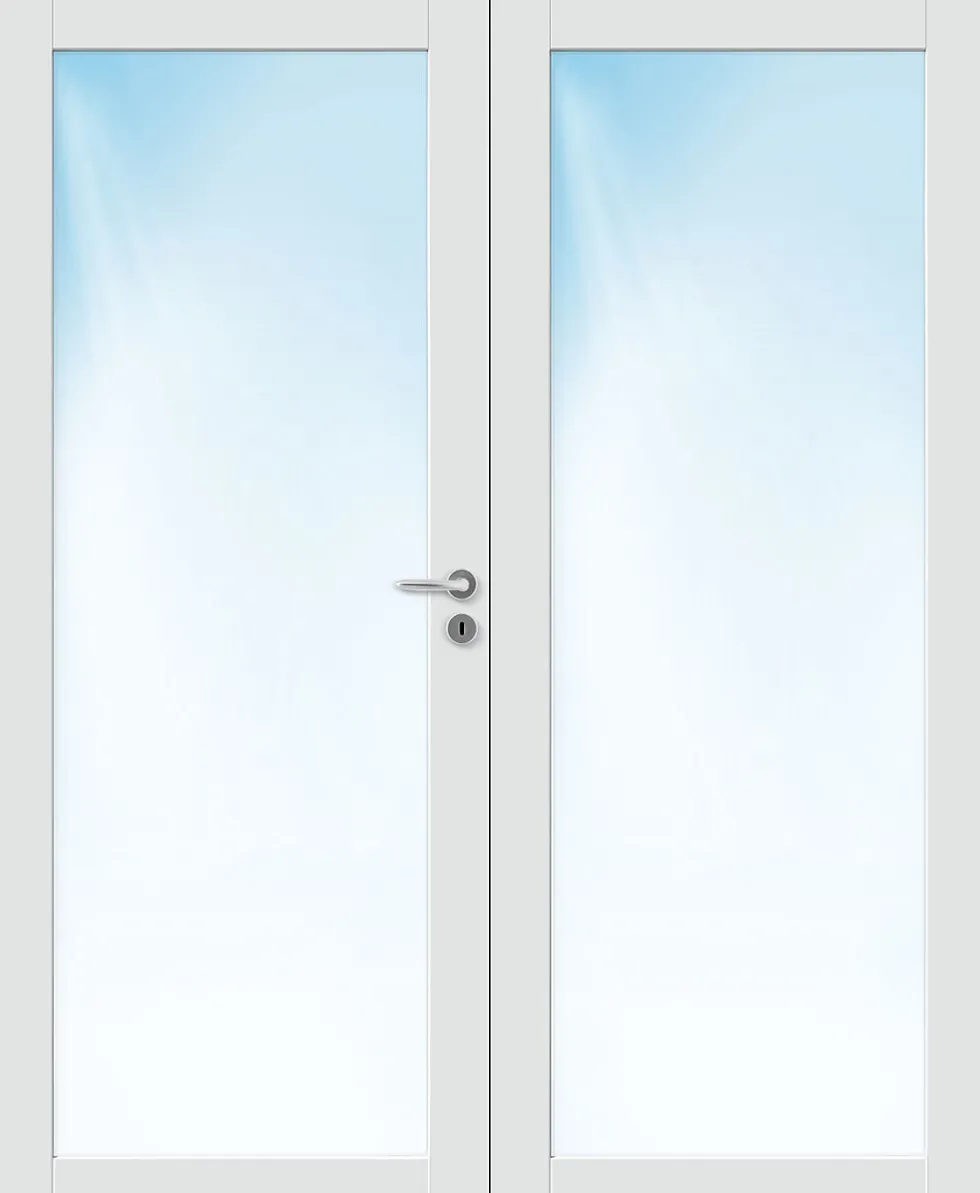 Dobbel innerdør Base 1 med glass hvit 153x210 cm