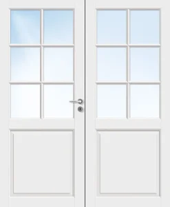 Dobbel innerdør Jonas halvglass hvit 153x210 cm