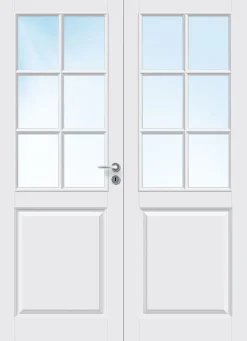 Dobbel innerdør Kari halvglass hvit 153x210 cm