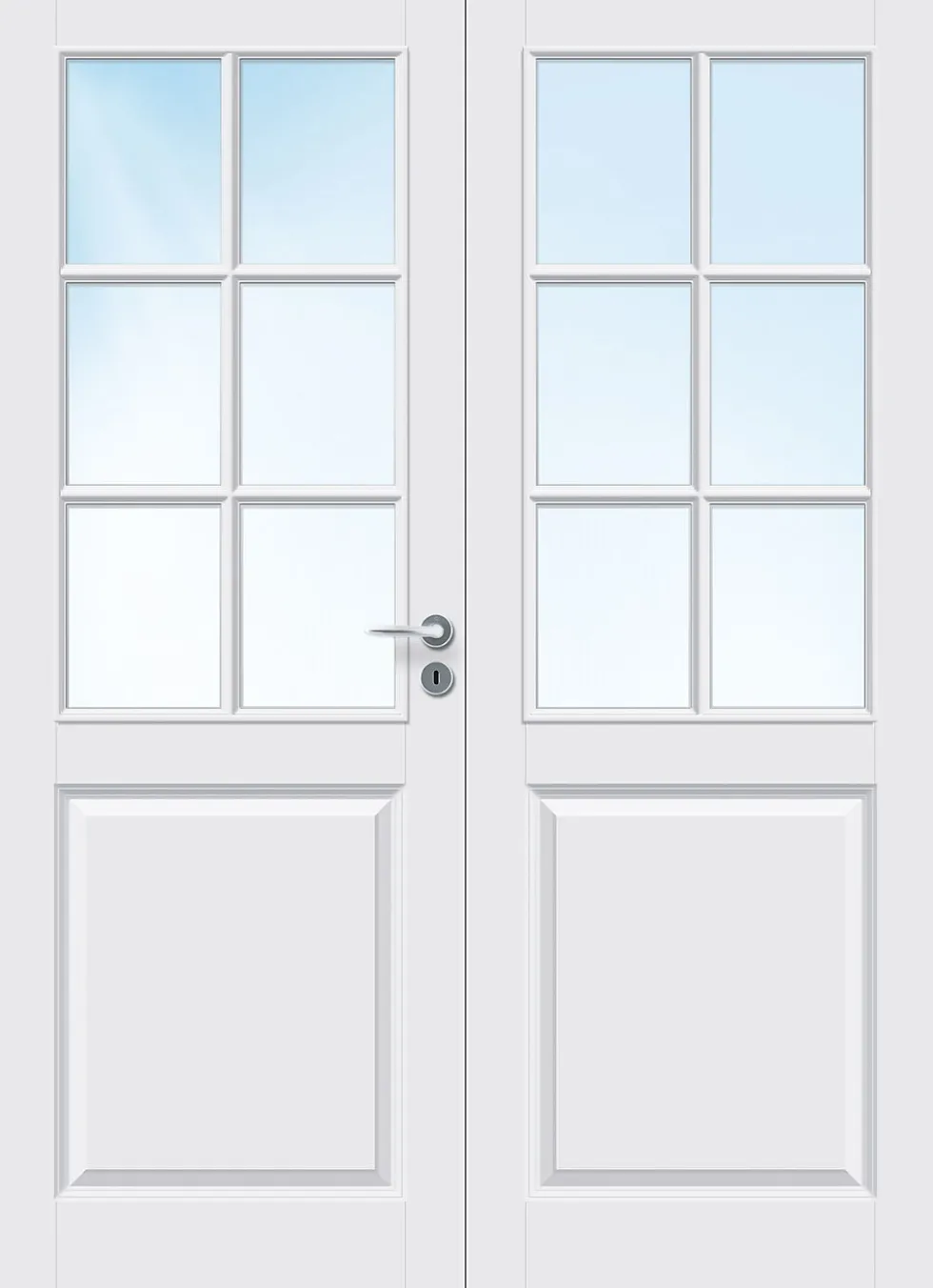 Dobbel innerdør Kari halvglass hvit 153x210 cm