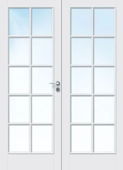 Dobbel innerdør Kari helglass hvit 153x210 cm