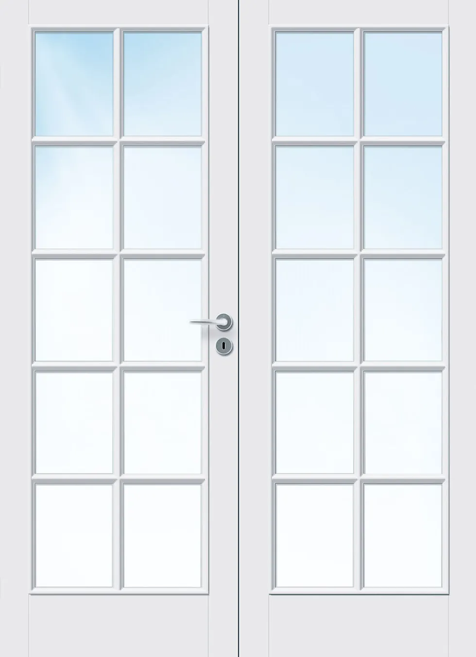 Dobbel innerdør Kari helglass hvit 153x210 cm