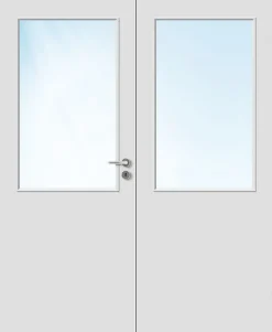 Dobbel innerdør Sletten halvglass hvit 153x210 cm