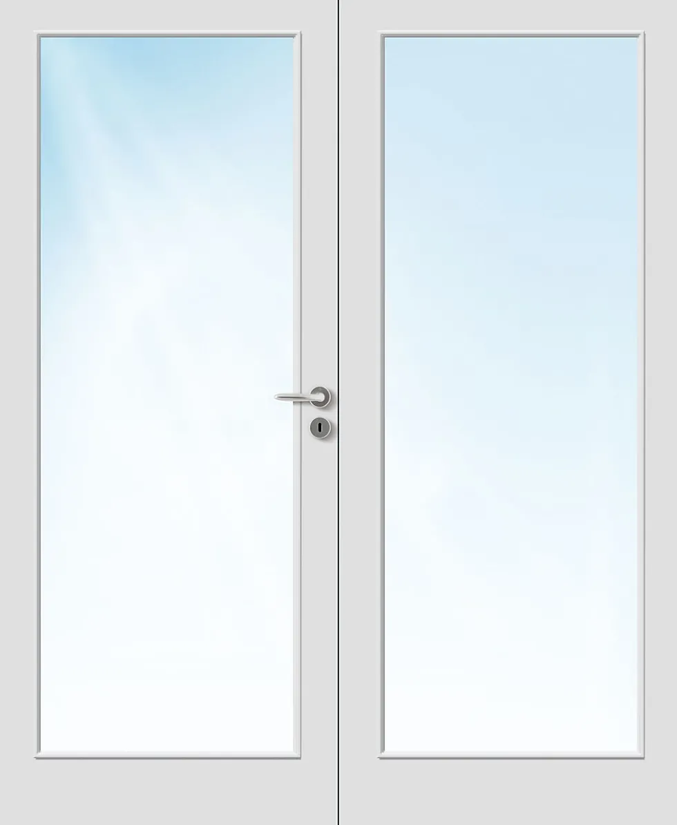 Dobbel innerdør Sletten helglass hvit 153x210 cm
