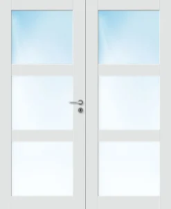 Dobbel innerdør Stil 3 med glass hvit 153x210 cm