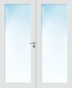 Dobbel innerdør Stil 1 med glass hvit 153x210 cm