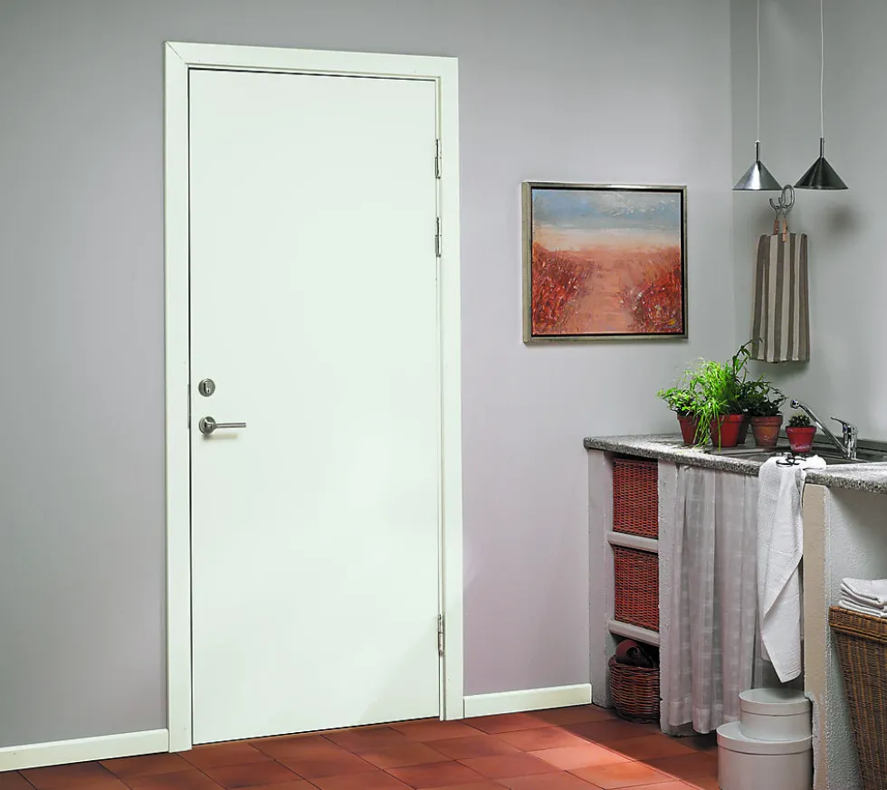 Dørsett 80x210 cm høyrehengslet hvit