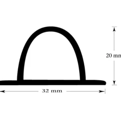 Dusjlist m/hatt 32x20mm gum grå 2m