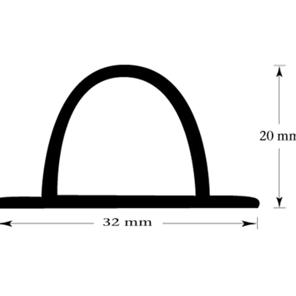 Dusjlist m/hatt 32x20mm gum grå 2m