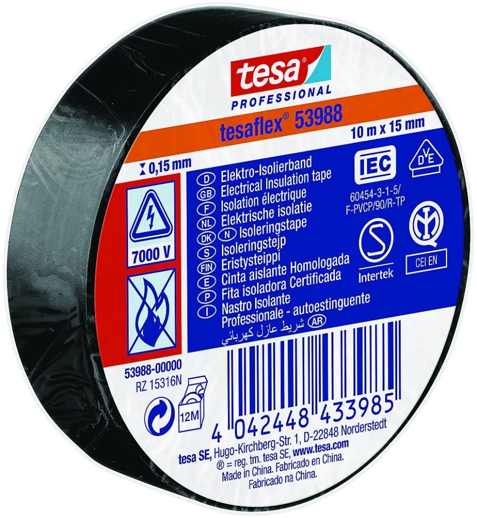 Elektrotape 10mx15 mm sort