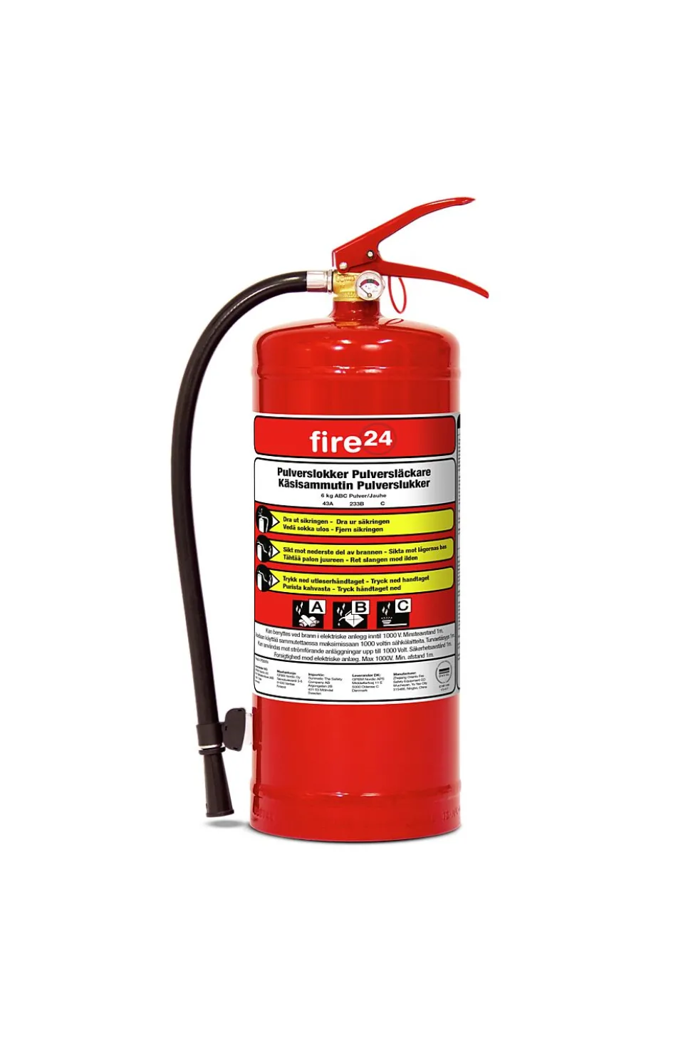 Fire24 6 kg pulverslukker 43A 233B C