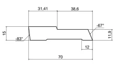 Fotlist profilert 15x70 mm hvitmalt furu NCS S0502Y