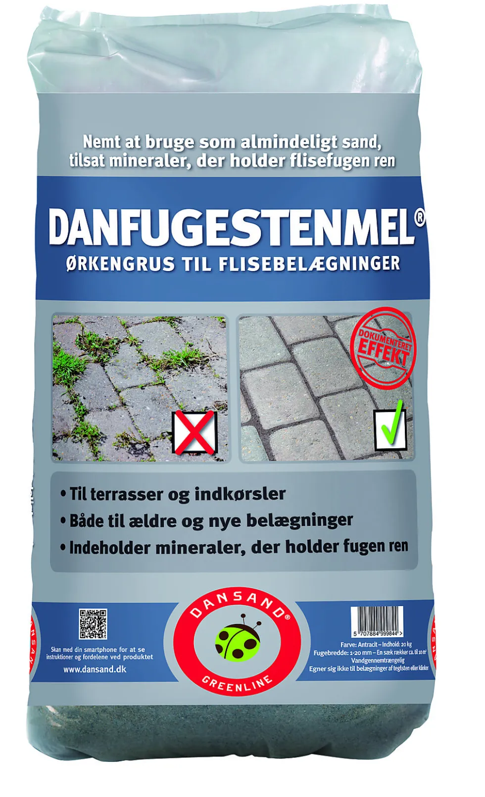 Fugesand danfugestenmel nogrow 20kg knust 0-6mm 54stk/pall, 1080kg/pall