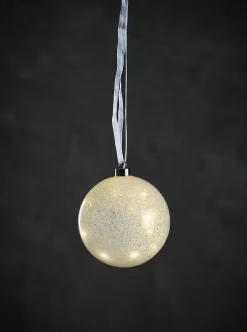 Glasskule m/snø 20LED Ø15 cm