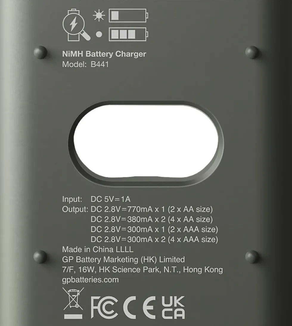 GP Recyko Everyday batterilader B441 + 4xAA 210mAh NiMH-batt