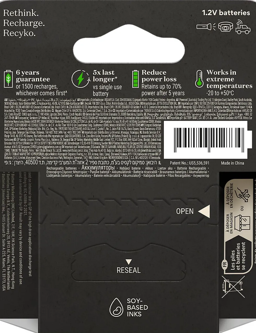GP Recyko Pro oppladbar AA-batteri 2000mAh 4-pakk