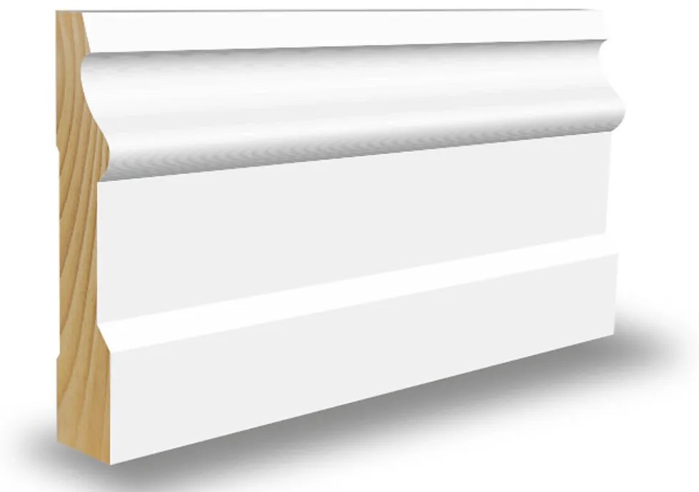 Gulvlist furu profilert CW233 hvit bomull S0502-Y 15x70x4400 mm
