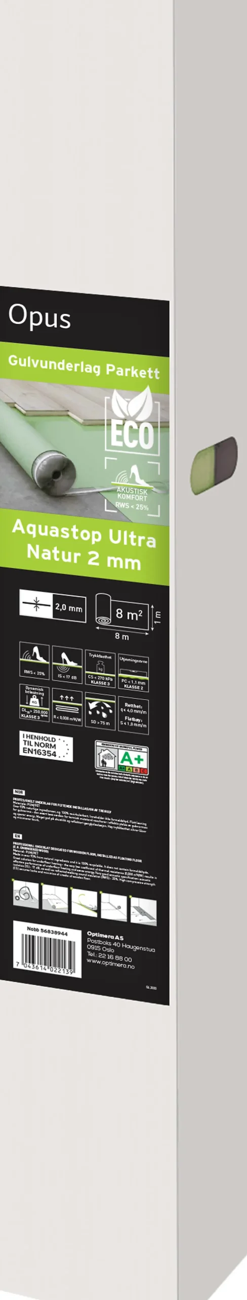 Gulvunderlag aquastop med aluminiumstape