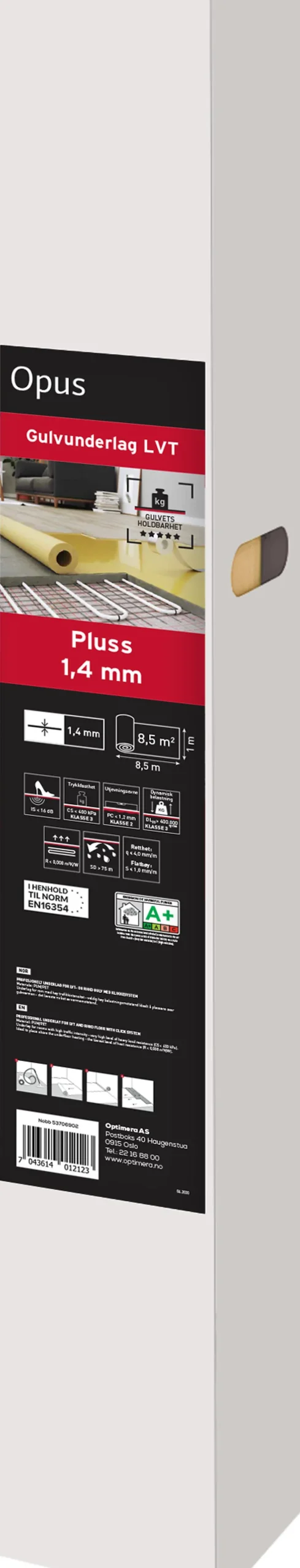 Gulvunderlag Pluss 1,4 mm 8,5 meter
