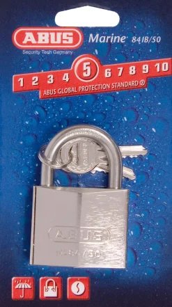 Hengelås 84ib/50 c marine abus forn.messing/bøyle rustf stål