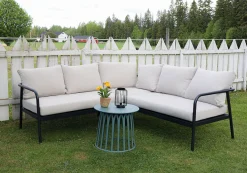 Hjørnesofa med Puter – Sort/Natur