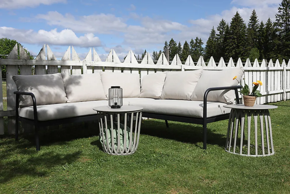 Hjørnesofa med Puter – Sort/Natur