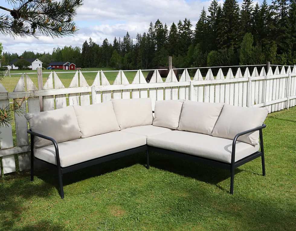 Hjørnesofa med Puter – Sort/Natur
